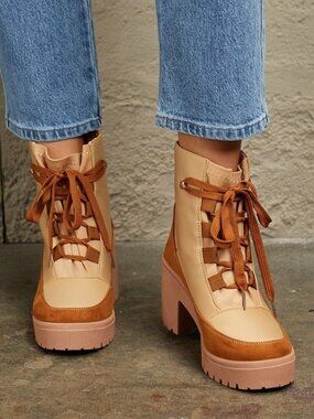 NWT East Lion Corp Lace Up Lug Booties